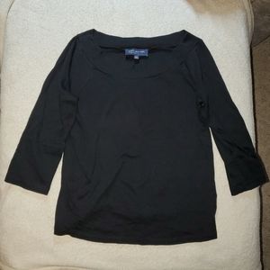 Jones New York Signature 3/4 Sleeve Boatneck Top Black Size Small